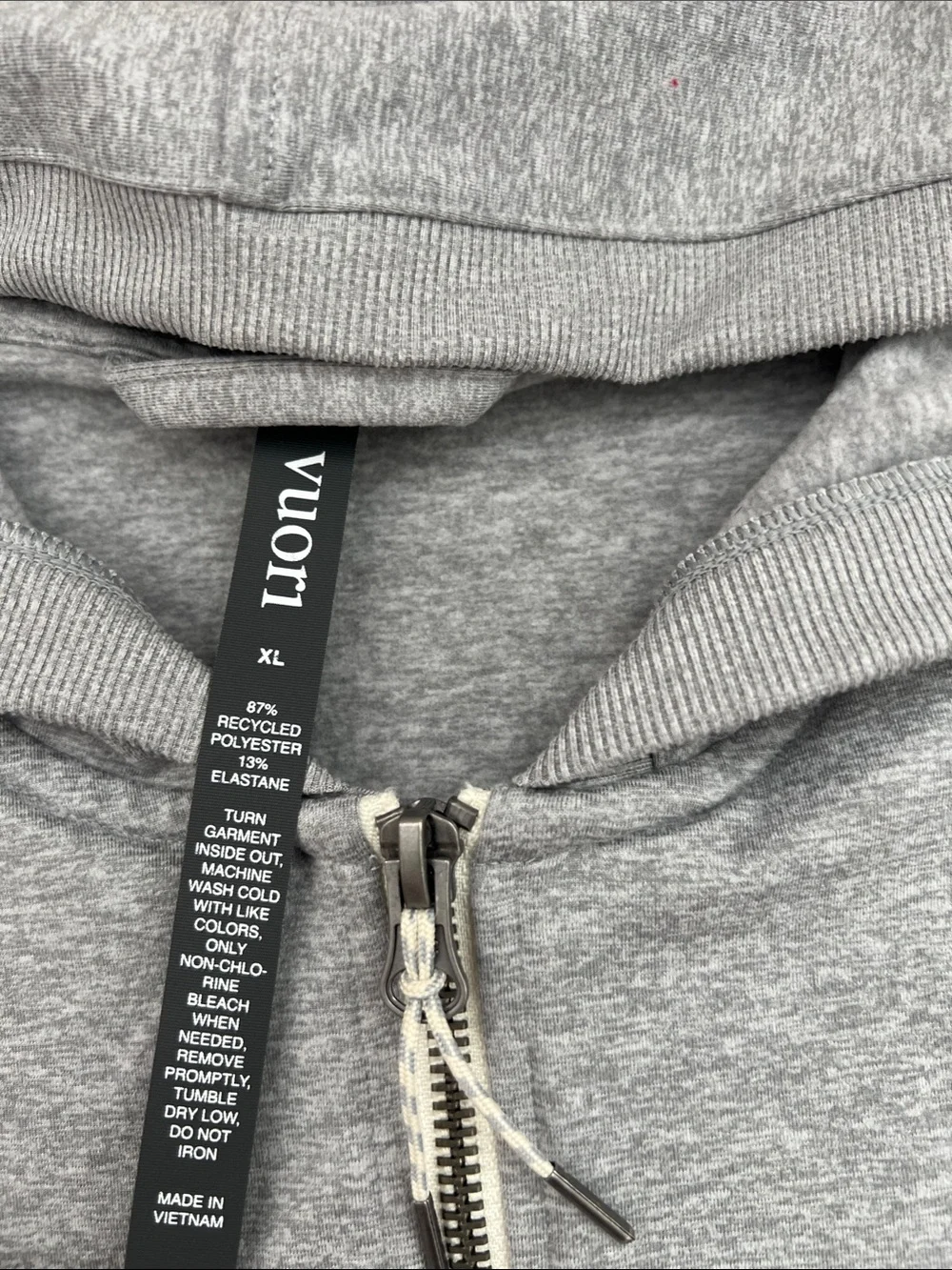 Vuori Heather Gray Full-Zip Hooded Sweater